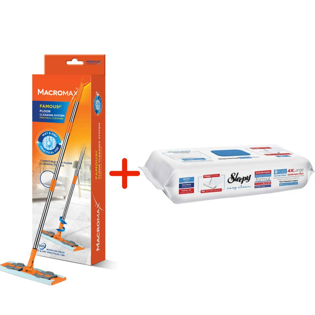 PACHET PROMO- Lavete umede pentru curatare pardoseli SLEEPY EASY CLEAN+NEW Mop curățare Uscata&Umeda MACROMAX